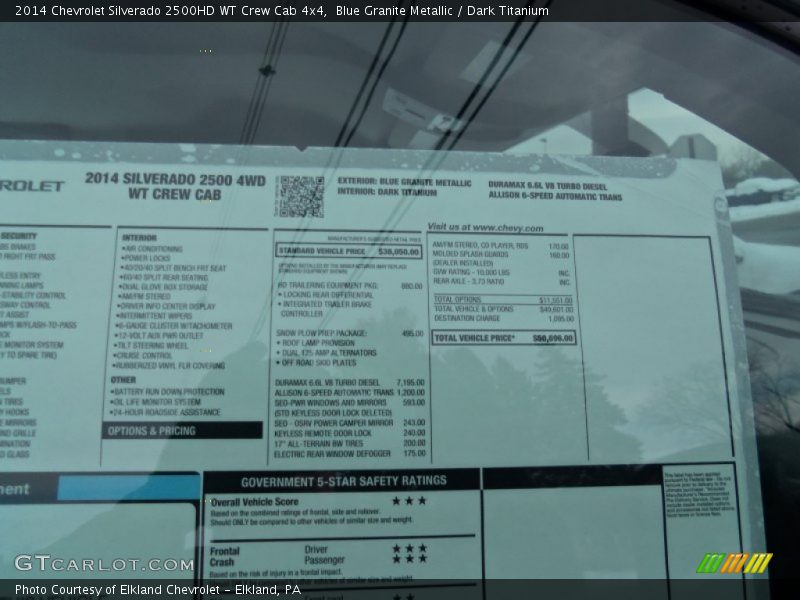 Blue Granite Metallic / Dark Titanium 2014 Chevrolet Silverado 2500HD WT Crew Cab 4x4