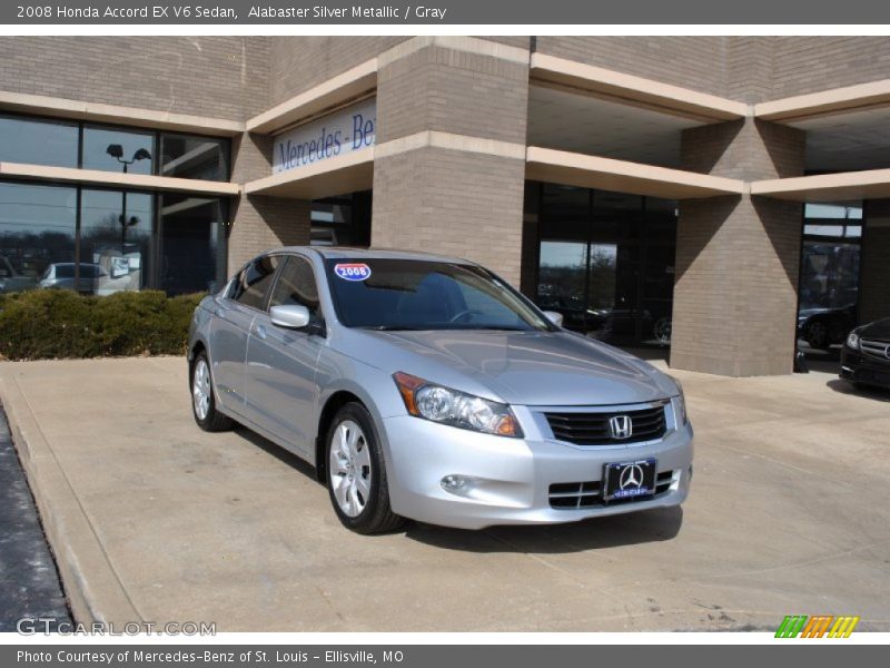 Alabaster Silver Metallic / Gray 2008 Honda Accord EX V6 Sedan