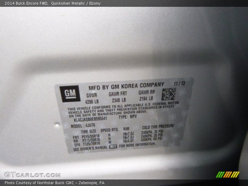 Quicksilver Metallic / Ebony 2014 Buick Encore FWD