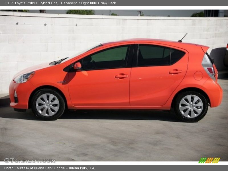 Habanero / Light Blue Gray/Black 2012 Toyota Prius c Hybrid One