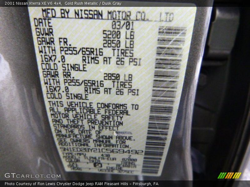 Gold Rush Metallic / Dusk Gray 2001 Nissan Xterra XE V6 4x4