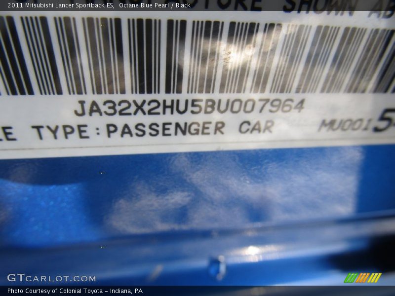 Octane Blue Pearl / Black 2011 Mitsubishi Lancer Sportback ES