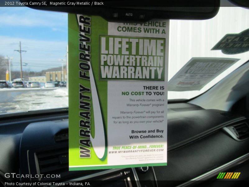 Magnetic Gray Metallic / Black 2012 Toyota Camry SE