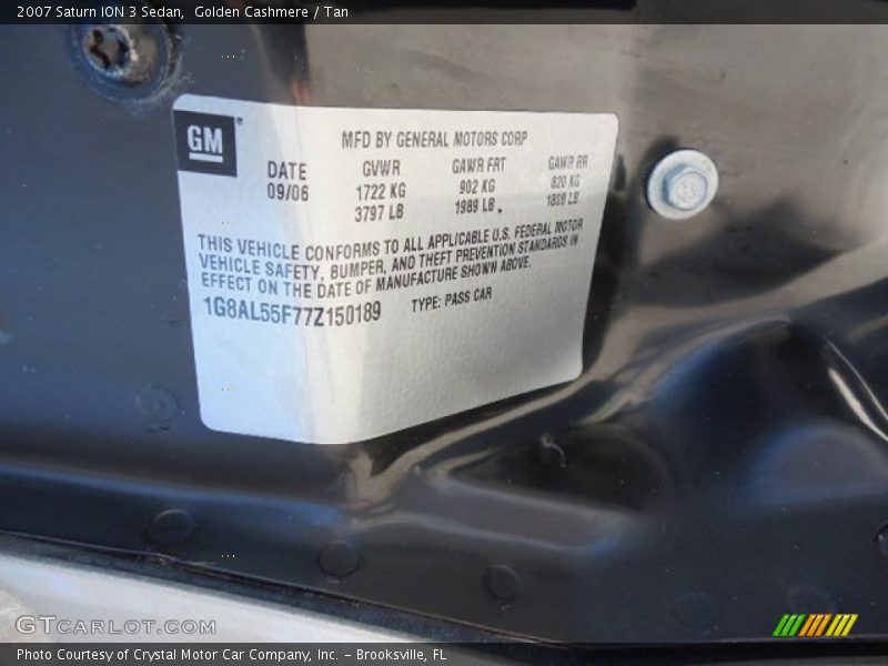 Golden Cashmere / Tan 2007 Saturn ION 3 Sedan