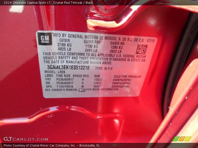 Crystal Red Tintcoat / Black 2014 Chevrolet Captiva Sport LT