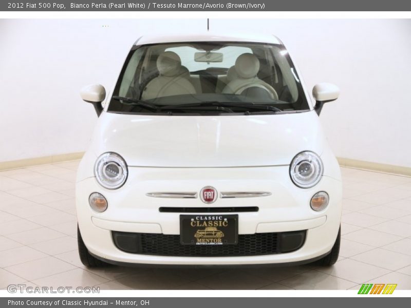 Bianco Perla (Pearl White) / Tessuto Marrone/Avorio (Brown/Ivory) 2012 Fiat 500 Pop