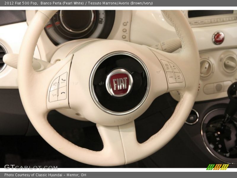 Bianco Perla (Pearl White) / Tessuto Marrone/Avorio (Brown/Ivory) 2012 Fiat 500 Pop