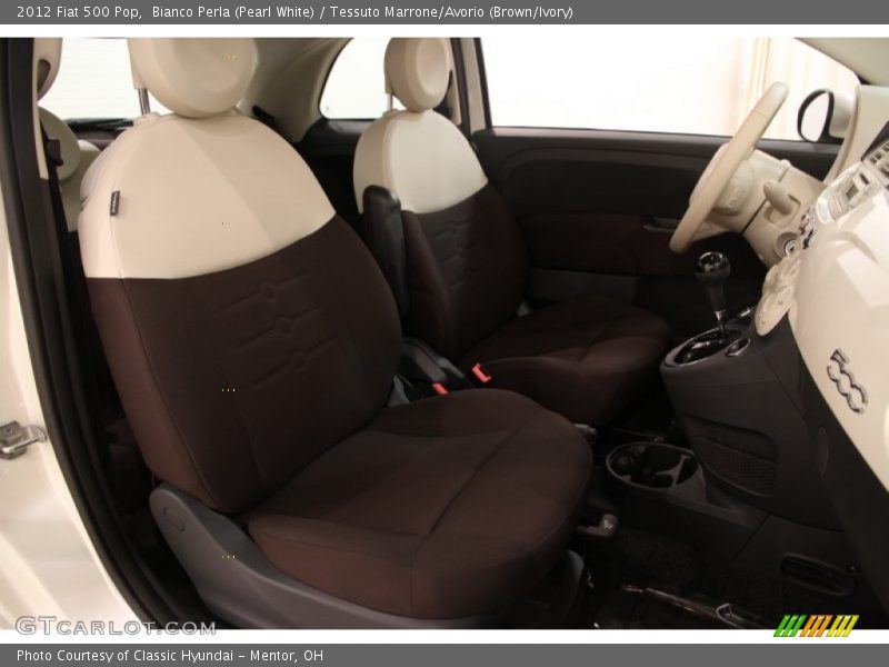 Bianco Perla (Pearl White) / Tessuto Marrone/Avorio (Brown/Ivory) 2012 Fiat 500 Pop