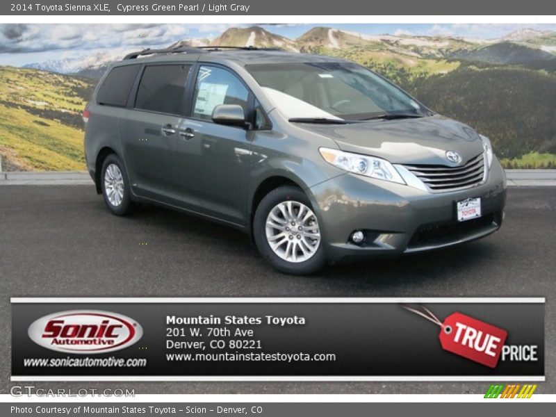 Cypress Green Pearl / Light Gray 2014 Toyota Sienna XLE