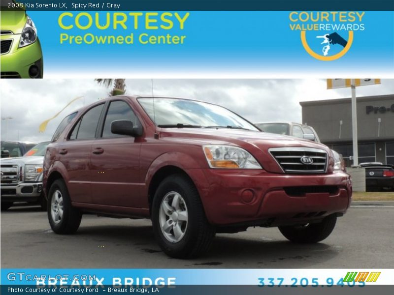 Spicy Red / Gray 2008 Kia Sorento LX