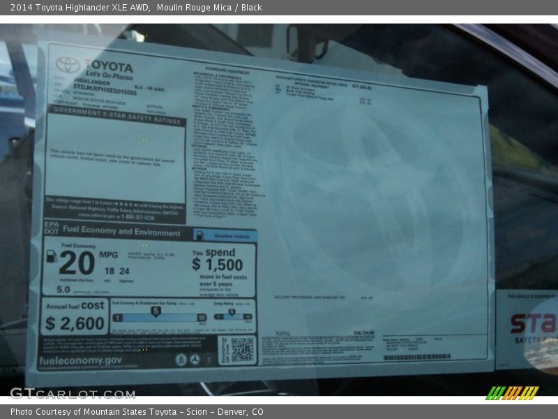 Moulin Rouge Mica / Black 2014 Toyota Highlander XLE AWD