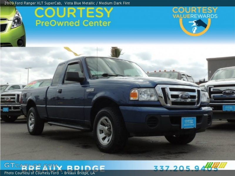 Vista Blue Metallic / Medium Dark Flint 2009 Ford Ranger XLT SuperCab