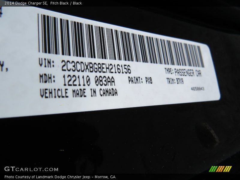 Pitch Black / Black 2014 Dodge Charger SE