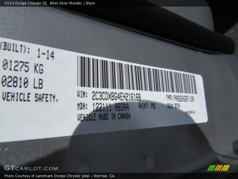 Billet Silver Metallic / Black 2014 Dodge Charger SE