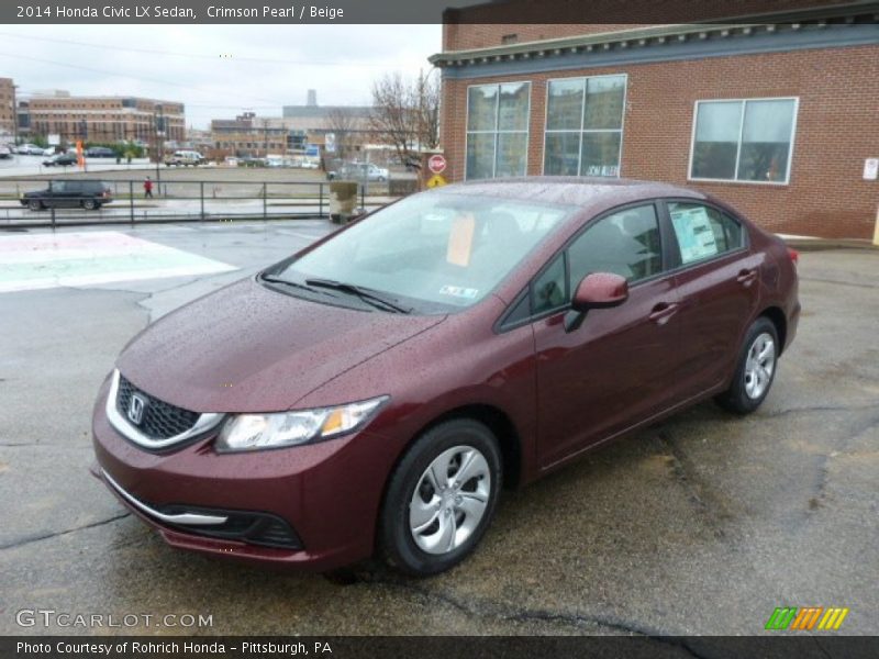Crimson Pearl / Beige 2014 Honda Civic LX Sedan