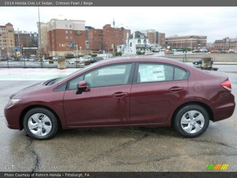 Crimson Pearl / Beige 2014 Honda Civic LX Sedan
