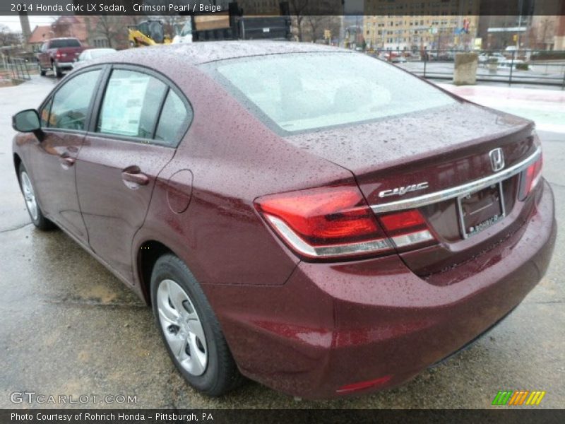 Crimson Pearl / Beige 2014 Honda Civic LX Sedan
