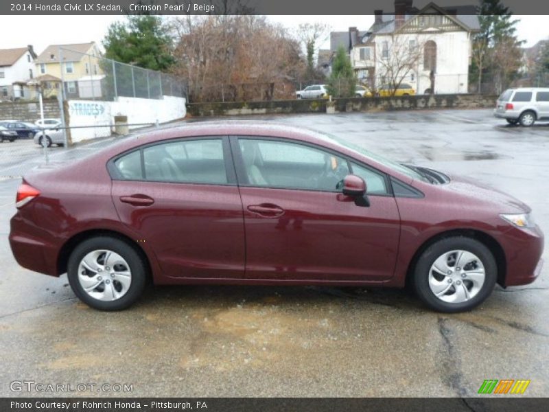 Crimson Pearl / Beige 2014 Honda Civic LX Sedan