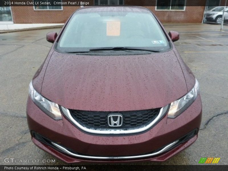 Crimson Pearl / Beige 2014 Honda Civic LX Sedan