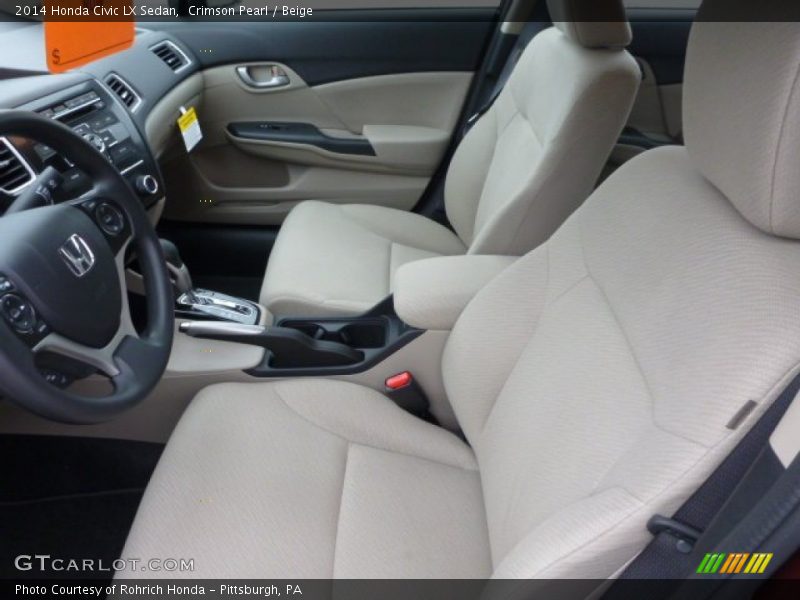 Crimson Pearl / Beige 2014 Honda Civic LX Sedan