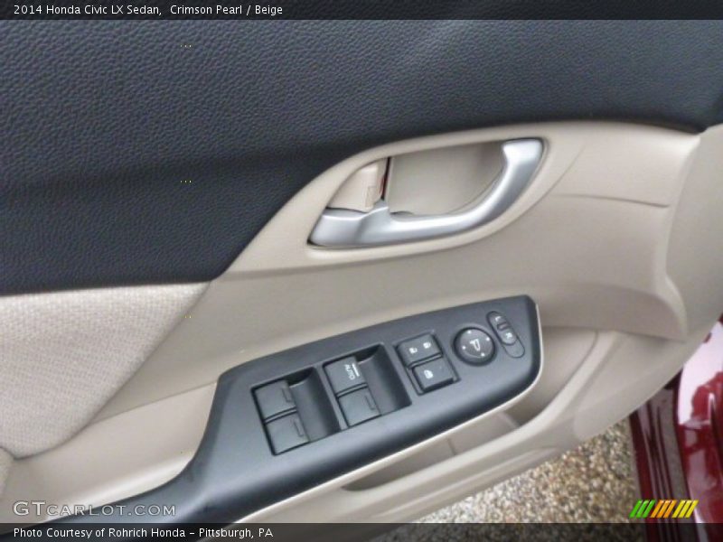 Crimson Pearl / Beige 2014 Honda Civic LX Sedan