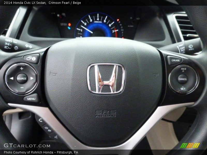 Crimson Pearl / Beige 2014 Honda Civic LX Sedan
