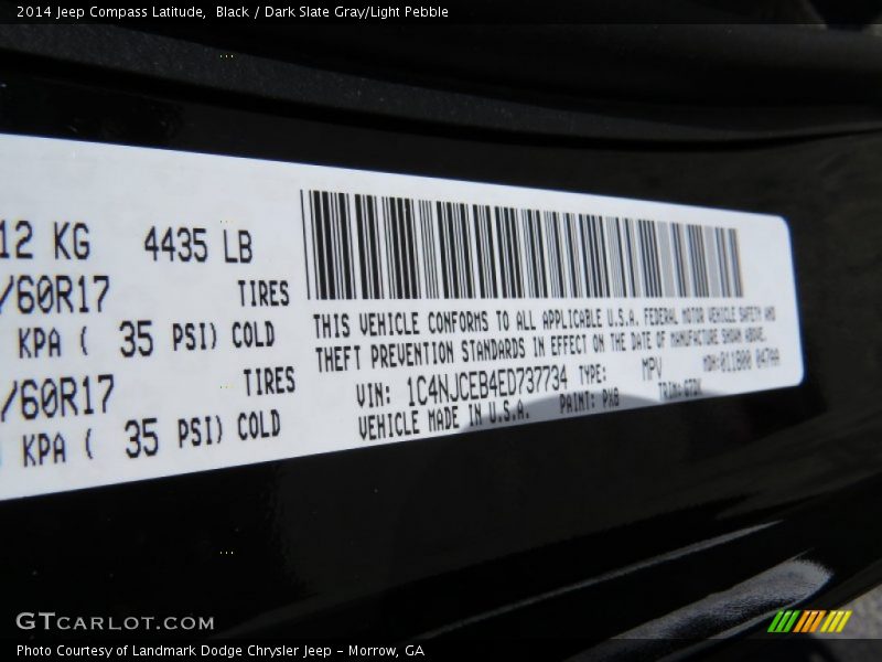 Black / Dark Slate Gray/Light Pebble 2014 Jeep Compass Latitude