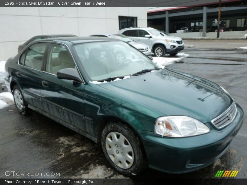 Clover Green Pearl / Beige 1999 Honda Civic LX Sedan