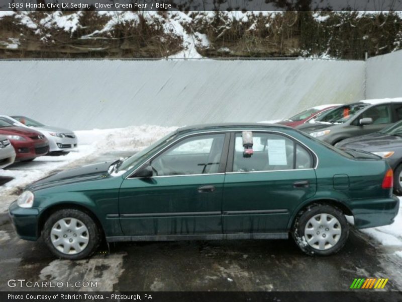 Clover Green Pearl / Beige 1999 Honda Civic LX Sedan