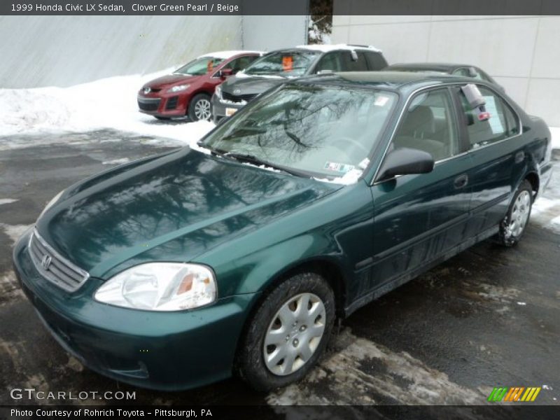 Clover Green Pearl / Beige 1999 Honda Civic LX Sedan