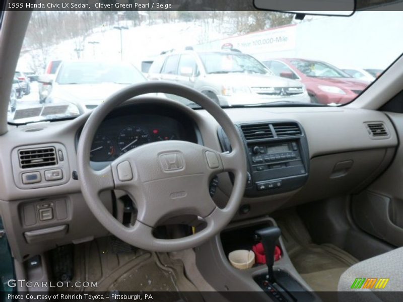 Clover Green Pearl / Beige 1999 Honda Civic LX Sedan