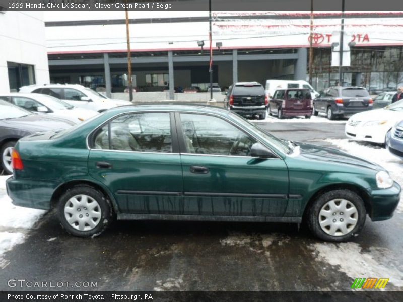 Clover Green Pearl / Beige 1999 Honda Civic LX Sedan