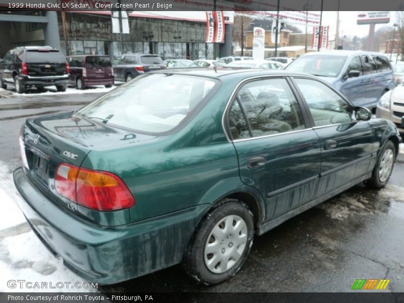 Clover Green Pearl / Beige 1999 Honda Civic LX Sedan