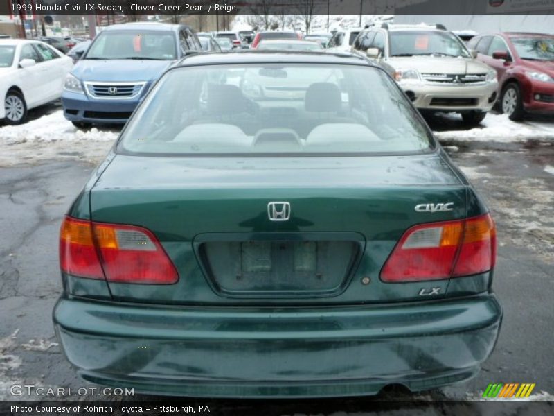Clover Green Pearl / Beige 1999 Honda Civic LX Sedan