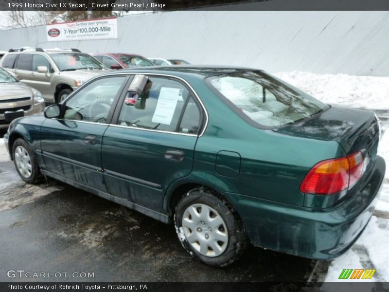 Clover Green Pearl / Beige 1999 Honda Civic LX Sedan