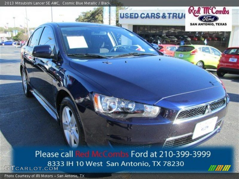 Cosmic Blue Metallic / Black 2013 Mitsubishi Lancer SE AWC