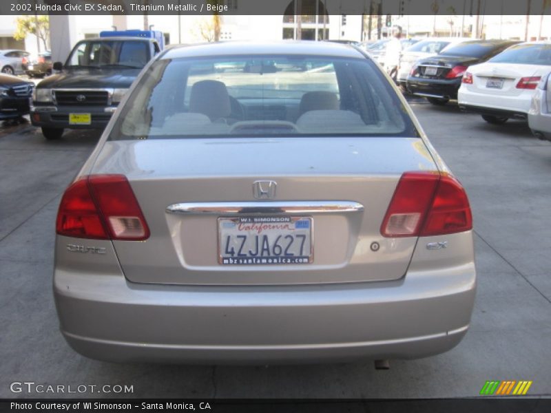 Titanium Metallic / Beige 2002 Honda Civic EX Sedan