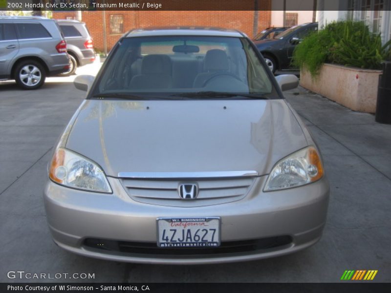 Titanium Metallic / Beige 2002 Honda Civic EX Sedan