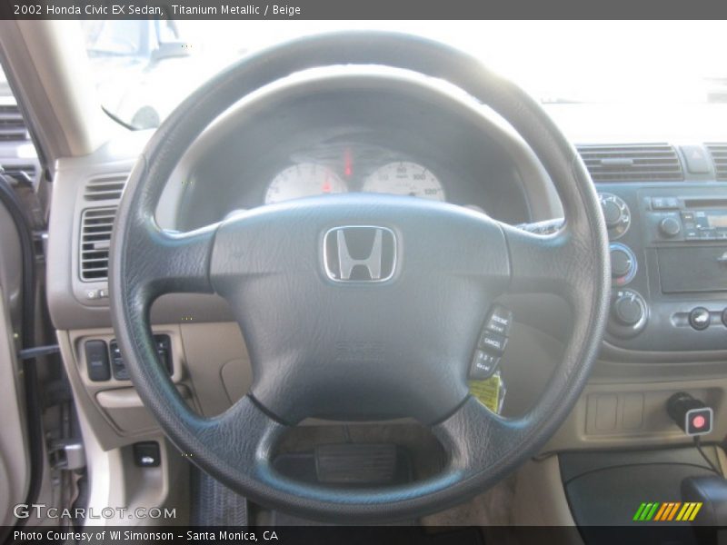 Titanium Metallic / Beige 2002 Honda Civic EX Sedan