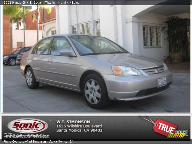 Titanium Metallic / Beige 2002 Honda Civic EX Sedan