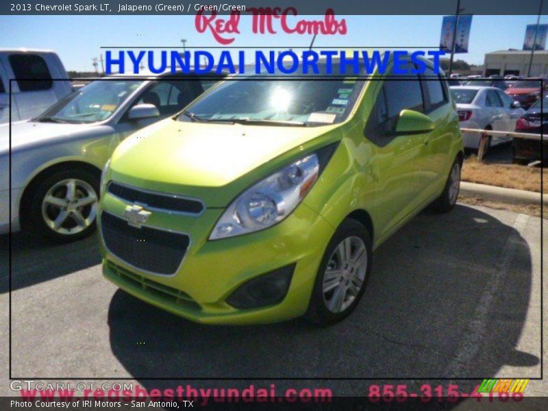 Jalapeno (Green) / Green/Green 2013 Chevrolet Spark LT