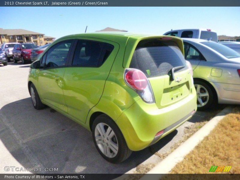 Jalapeno (Green) / Green/Green 2013 Chevrolet Spark LT