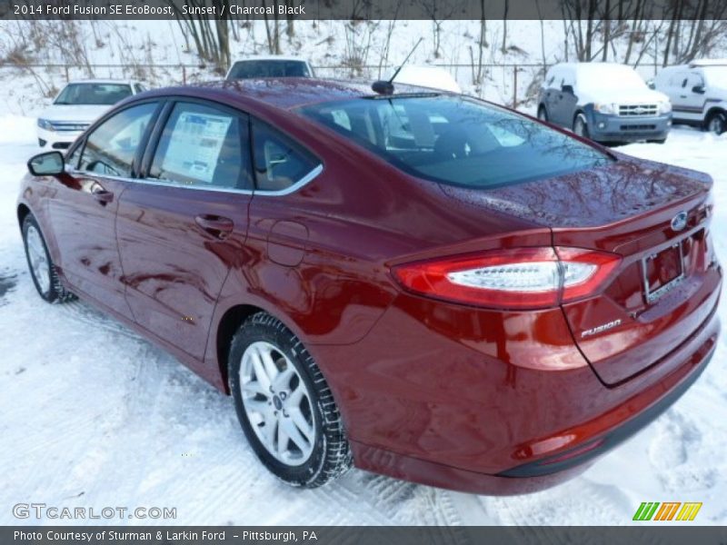 Sunset / Charcoal Black 2014 Ford Fusion SE EcoBoost