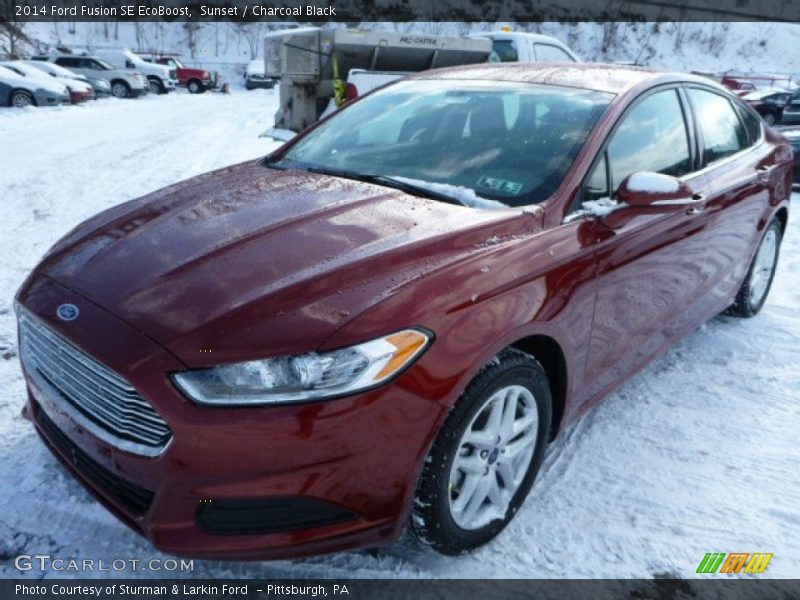 Sunset / Charcoal Black 2014 Ford Fusion SE EcoBoost