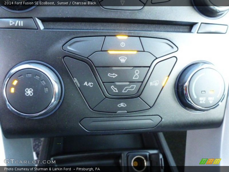 Sunset / Charcoal Black 2014 Ford Fusion SE EcoBoost