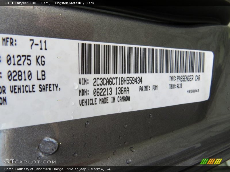 Tungsten Metallic / Black 2011 Chrysler 300 C Hemi