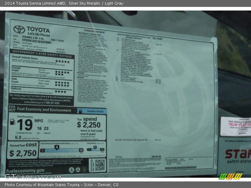 Silver Sky Metallic / Light Gray 2014 Toyota Sienna Limited AWD