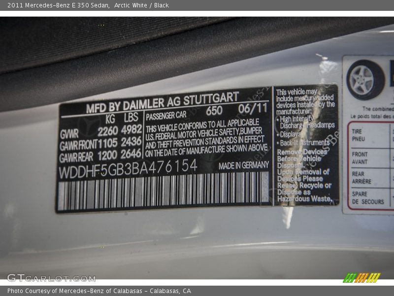 Arctic White / Black 2011 Mercedes-Benz E 350 Sedan