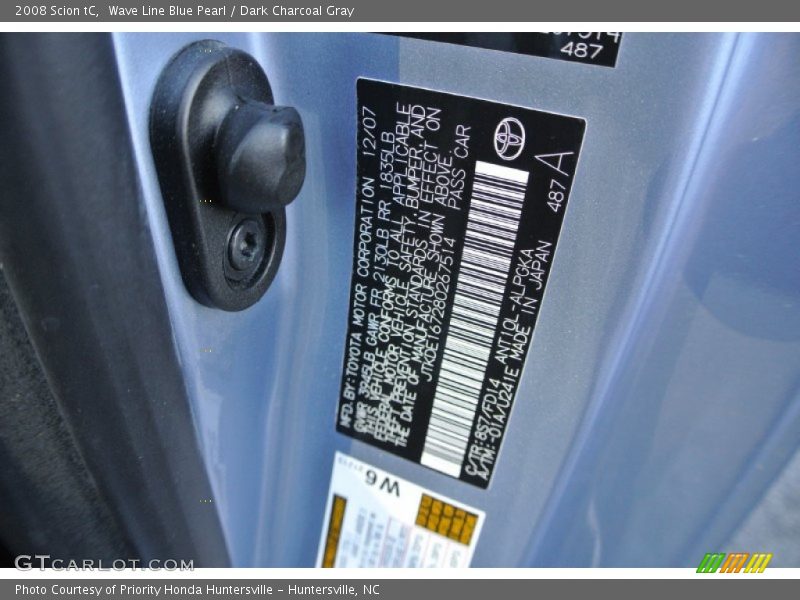 Wave Line Blue Pearl / Dark Charcoal Gray 2008 Scion tC