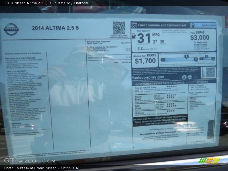 Gun Metallic / Charcoal 2014 Nissan Altima 2.5 S